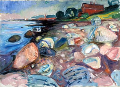 Edvard Munch, shore with red house.