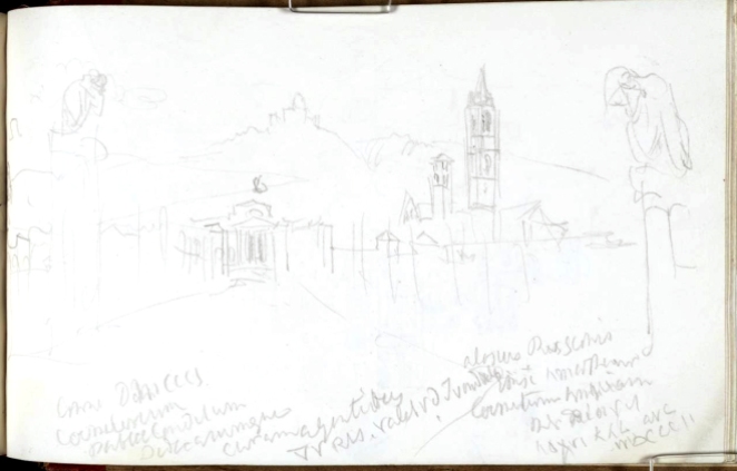 J. M. W. Turner, la Certosa di Bologna con la chiesa di San Gerolamo.