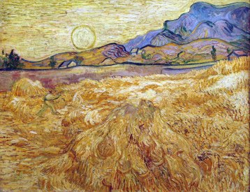 Vincent Van Gogh, Campo con mietitore e sole.