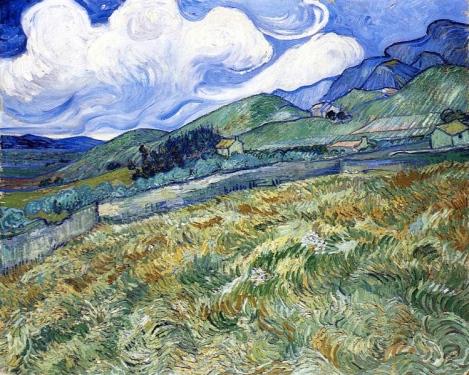 Vincent Van Gogh, Campo di grano con montagne sullo sfondo.