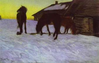Valentin Serov, Cavalli all'abbeveratoio, 1904.