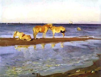 Valentin Serov, Cavalli sulla spiaggia, 1905.