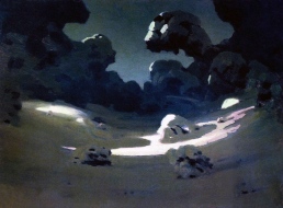 Archip Kuindzi, Macchie di luce lunare nella foresta, inverno, 1898