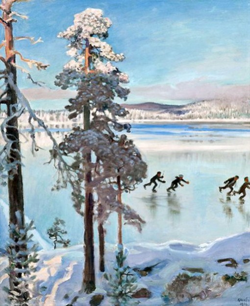 Akseli Gallen-Kallela, Pattinatori vicino alla riva di Kalela,1896