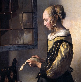Johannes Vermeer, Donna che legge una lettera davanti alla finestra, 1657, particolare