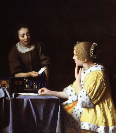Johannes Vermeer, Fantesca che porge una lettera alla signora, 1667
