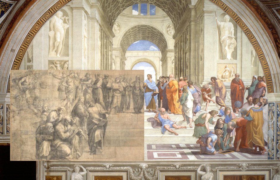 Raffaello Scuola di Atene cartone affresco